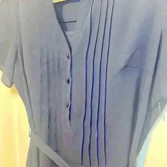 Nanette Lepore Navy Blue Tie Front Pintuck Flutter Sleeve with Slip Women Size 4 - Picture 6 of 11